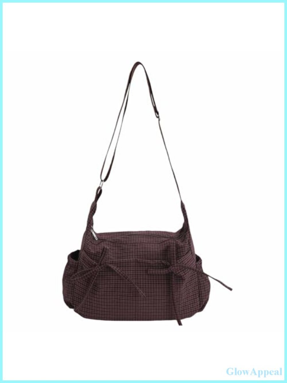 Plaid Nylon Crossbody Bag Adjustable Strap Slouch Hobo Purse